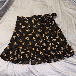Hollister Black Floral A-Line Skirt
